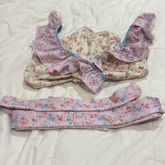 LoveShackFancy One Piece Swimsuit with tie sz S like new - Picture 3 of 5